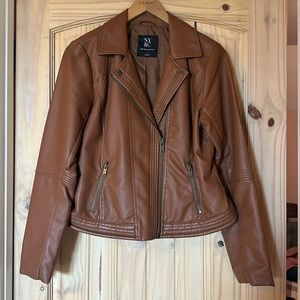 NY&C Faux Leather Trucker Jacket